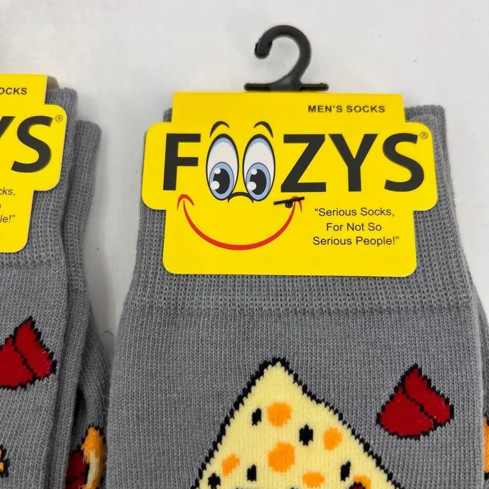 Foozys Socks Mens 6-12 Nachos Cheese Funny Fun Novelty Crew Calf Length 4 Pairs